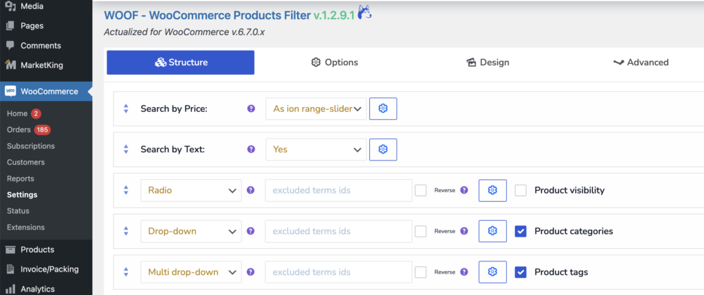 Vendor and customer type filter